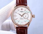 Replica Rolex Cellini Fluted Bezel White Dial Rose Gold Case Watch 42mm